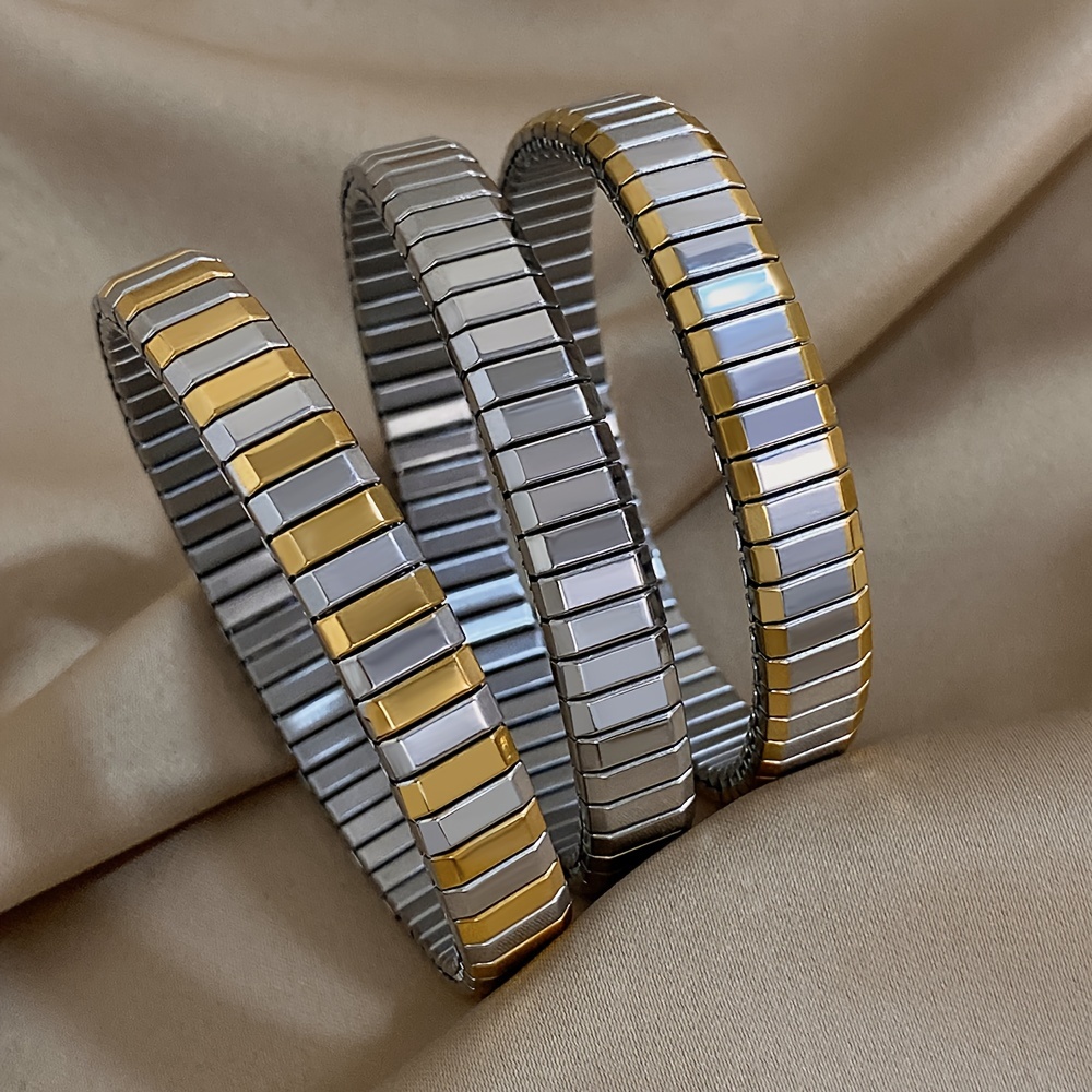 Classic 9MM Stainless Steel Elastic Stretch Bracelet